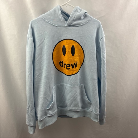 Drew House Hoodie Mens Size Large Baby Blue Pullover  Hip Hop Rap Justin Bieber - Picture 1 of 7
